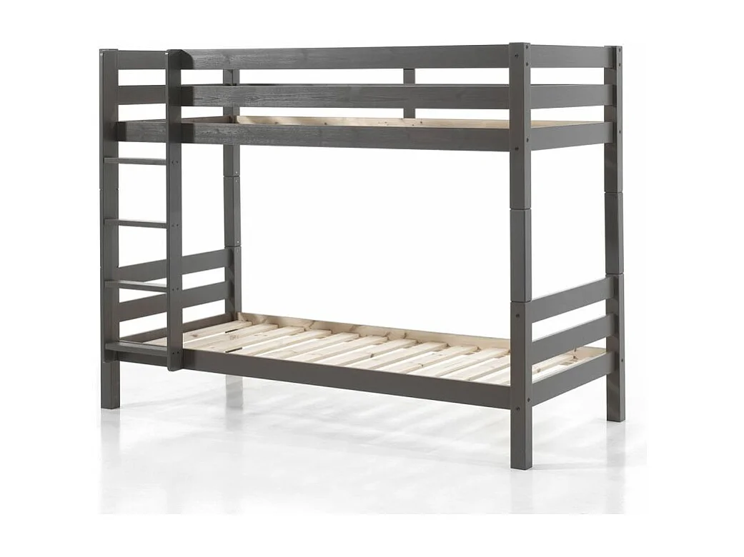 Lit Superposé Enfant Bois "Pino" 90x200cm Taupe