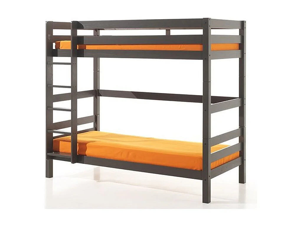 Lit Superposé Enfant Bois "Pino" 90x200cm Taupe