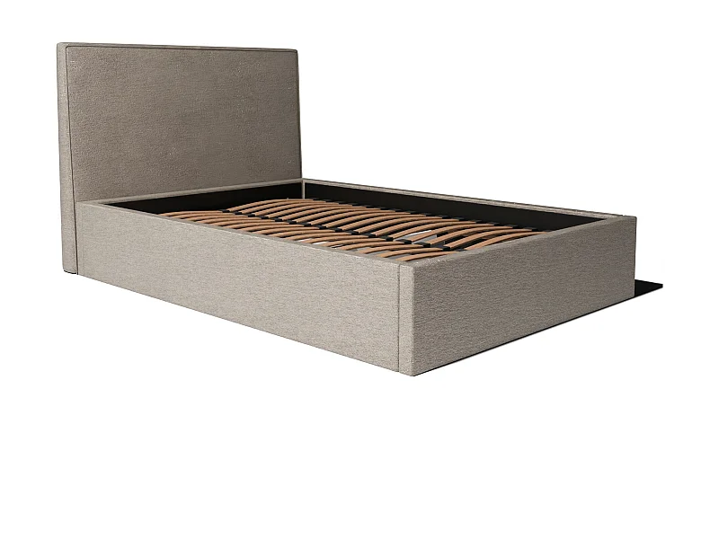 Lit coffre et tissu chiné beige 140x190 cm