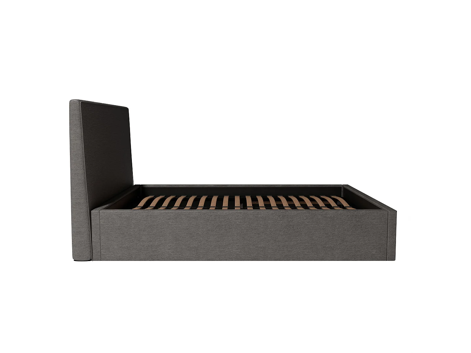 Lit coffre et tissu chiné anthracite 140x190 cm