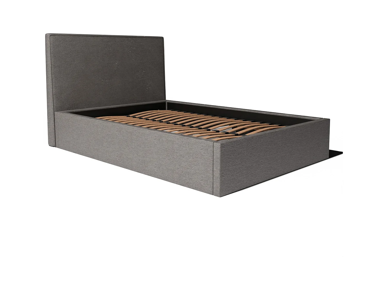 Lit coffre et tissu chiné anthracite 140x190 cm