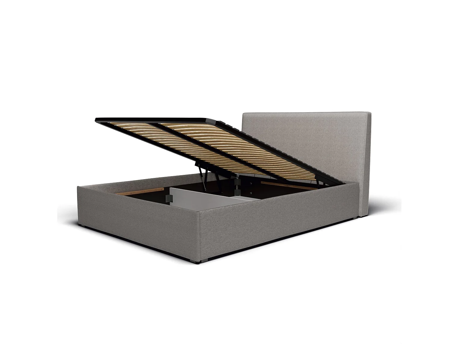 Lit coffre avec tête en tissu chiné anthracite 140x190 cm