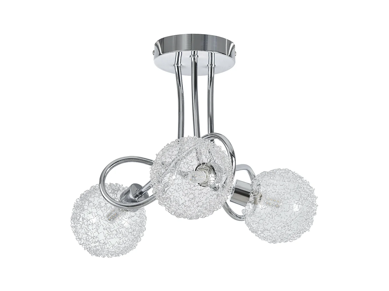 Plafonnier 3 Têtes Design "Eutaw" 54cm Argent