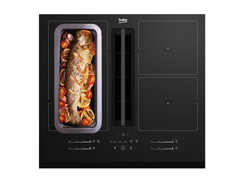 Beko Table de cuisson induction aspirante 60cm 4 feux 7400w - HIXI64700UF1