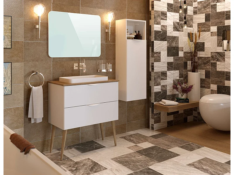 Colonne de salle de bain NIKI 1 porte 120x40x26,5 cm blanc T-BATH