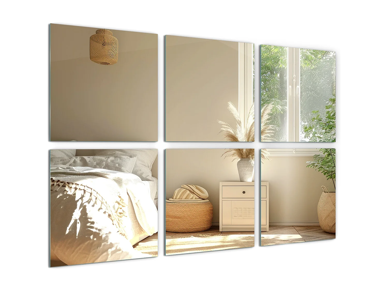 Azulejos de Espejo Decorativos 6x16x16cm Cuadrados Autoadhesivo de Baño Fáciles de Instalar Ampliación óptica