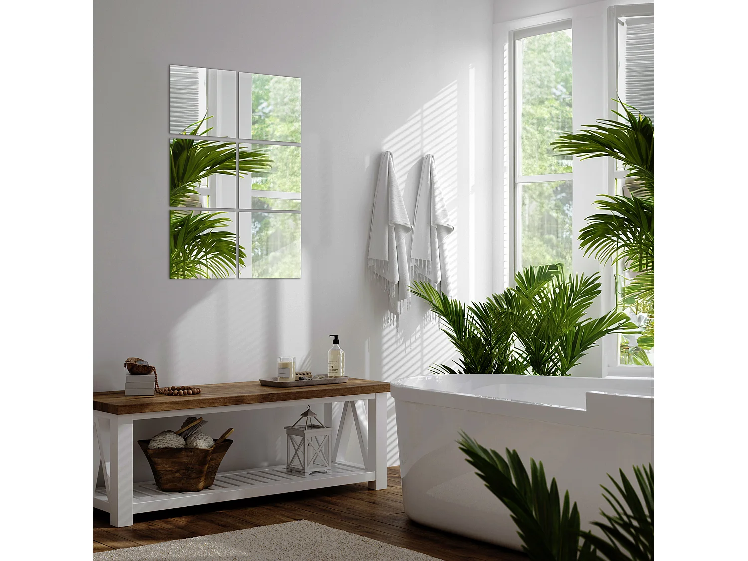 Miroirs Carreaux Prêts à Monter Décoratifs 6x20x20cm Accessoires de Salle de Bain