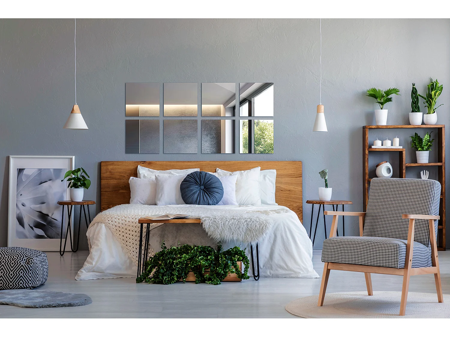 Miroirs Carreaux Prêts à Monter Décoratifs 6x20x20cm Accessoires de Salle de Bain