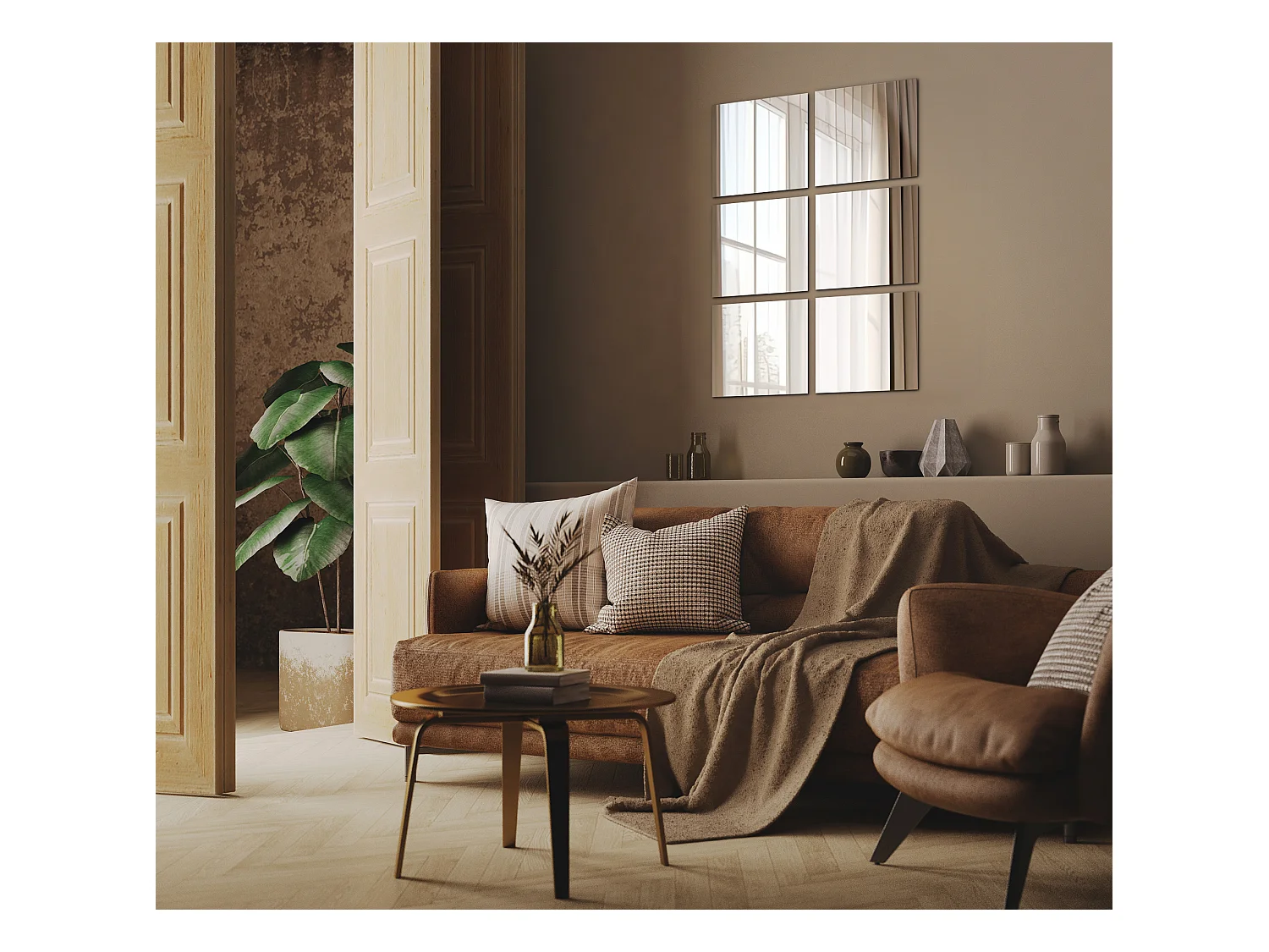 Spiegel 6x30x30cm Glamour Selbstklebende Spiegelsatz Badezimmerzubehör Wandmontage Einfache Montage