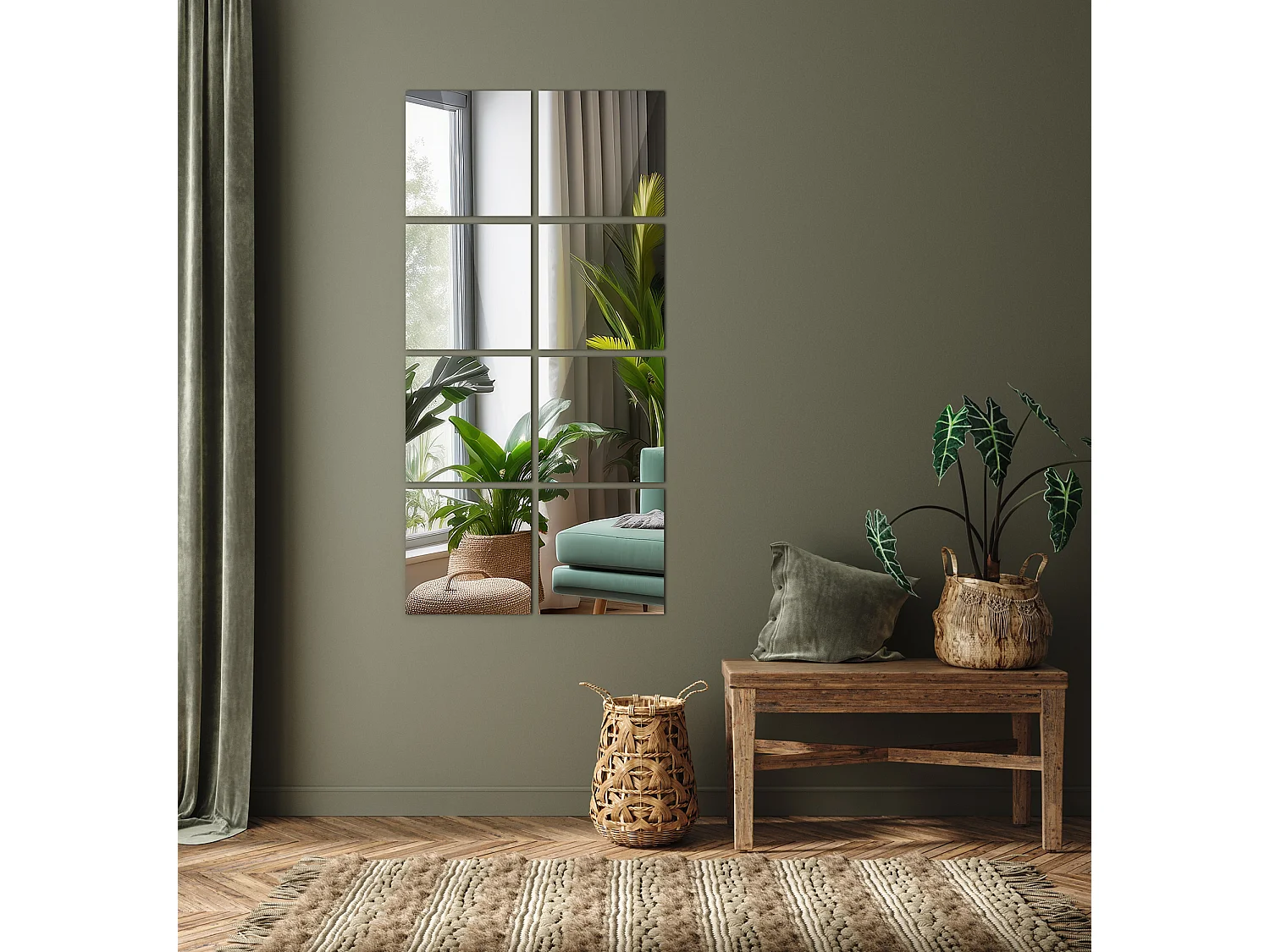 Spiegel 6x30x30cm Glamour Selbstklebende Spiegelsatz Badezimmerzubehör Wandmontage Einfache Montage