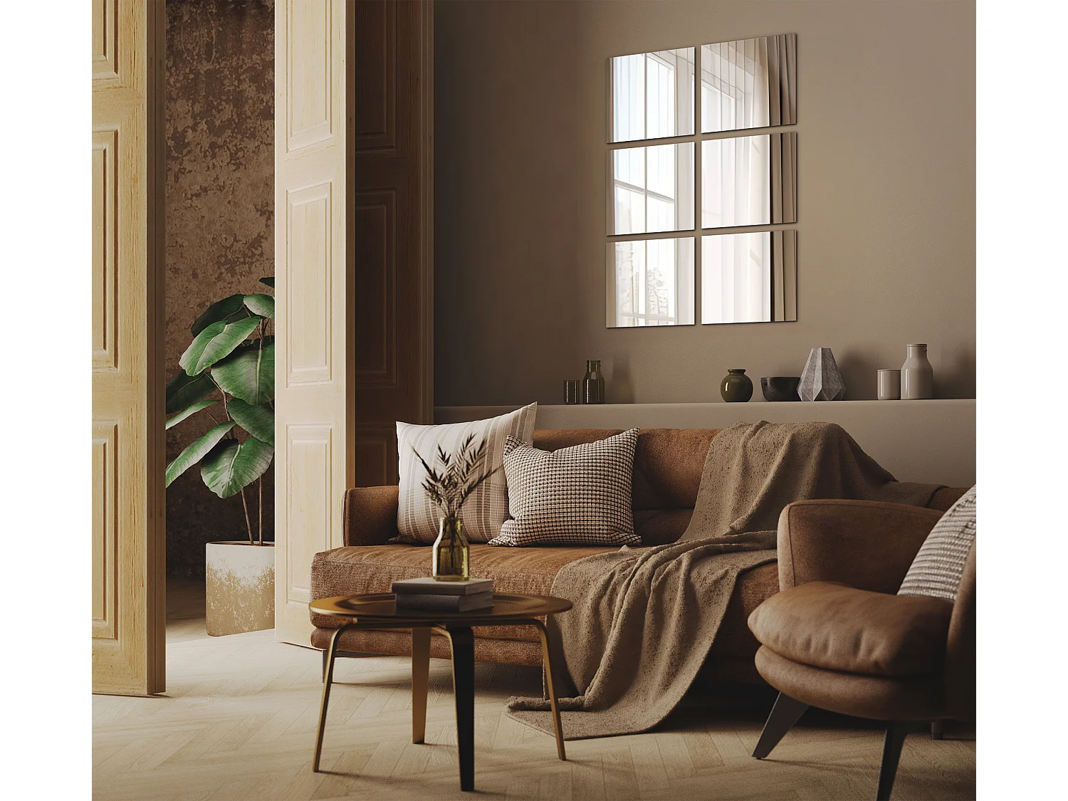 Spiegel 6x30x30cm Glamour Selbstklebende Spiegelsatz Badezimmerzubehör Wandmontage Einfache Montage