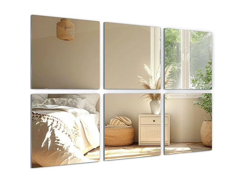 Spiegel 6x30x30cm Glamour Selbstklebende Spiegelsatz Badezimmerzubehör Wandmontage Einfache Montage