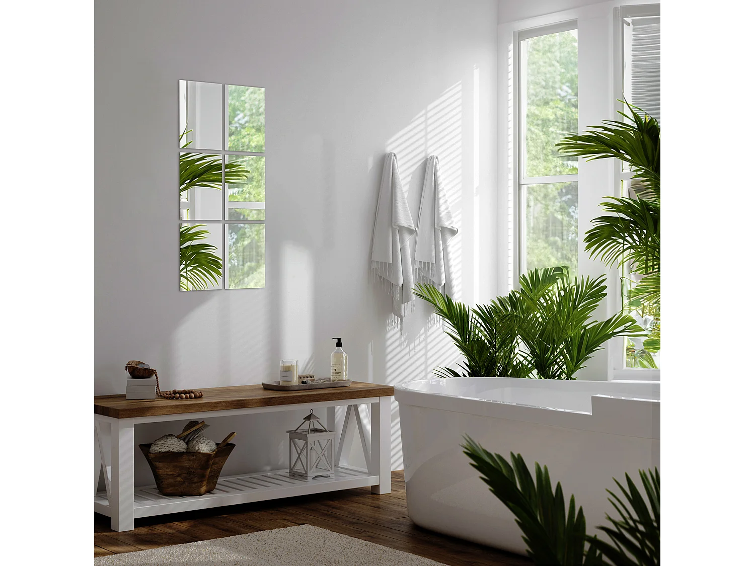 Spiegeltegels 6x30x20cm Gepolijst Zelfklevend Tegels Eenvoudige Installatie Voor de Keuken en Badkamer