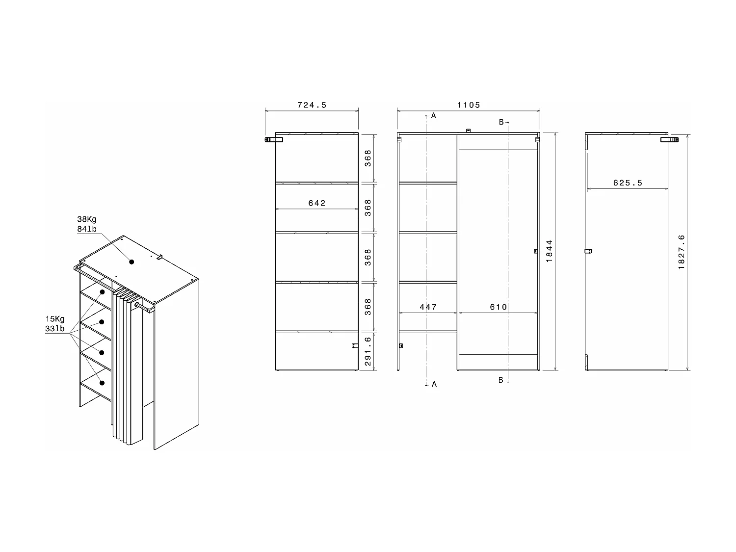 Meuble de buanderie avec rideau pour double machine à laver - Naturel clair - L111 x H184 cm - JAZANO