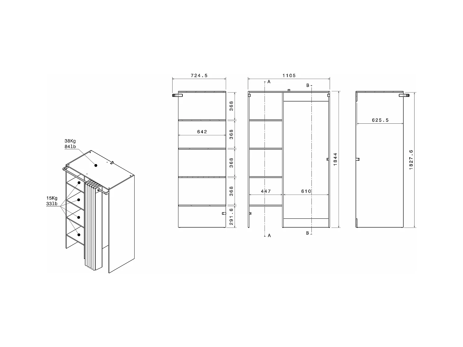 Wasmeubel met gordijn voor dubbele wasmachine - Licht naturel - L111 x H184 cm - JAZANO