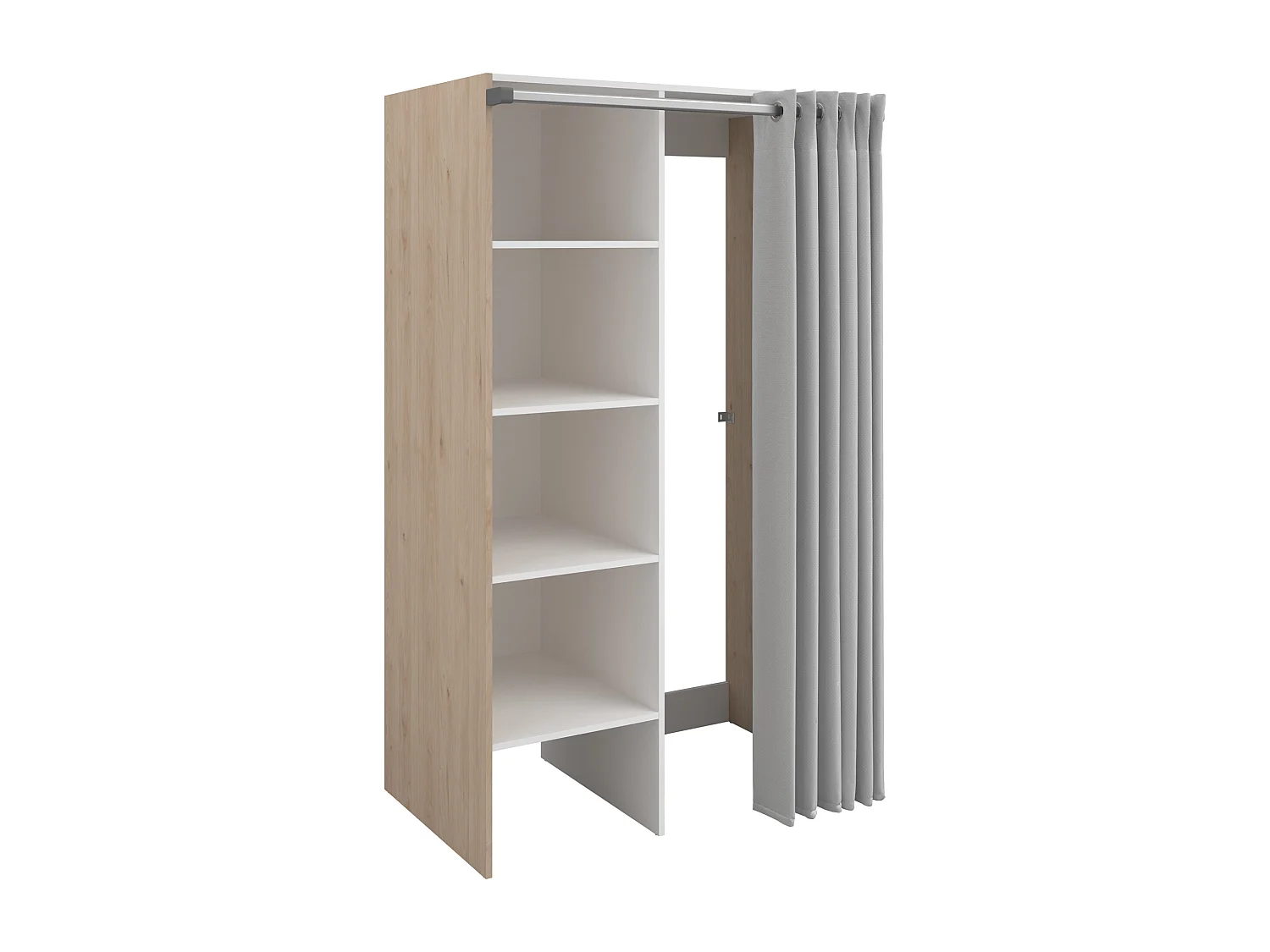 Mueble para el cuarto de la lavadora con cortina para doble lavadora - Natural claro - L111 x Alt. 184 cm - JAZANO