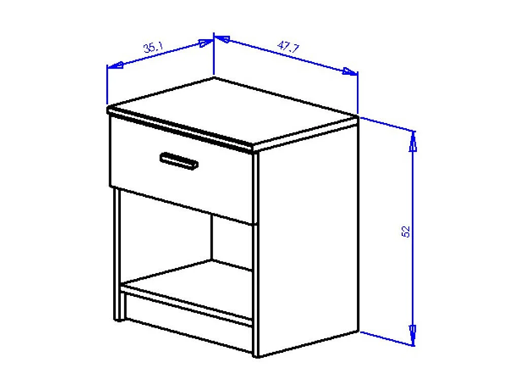Chevet 1 tiroir H52 cm Tulle