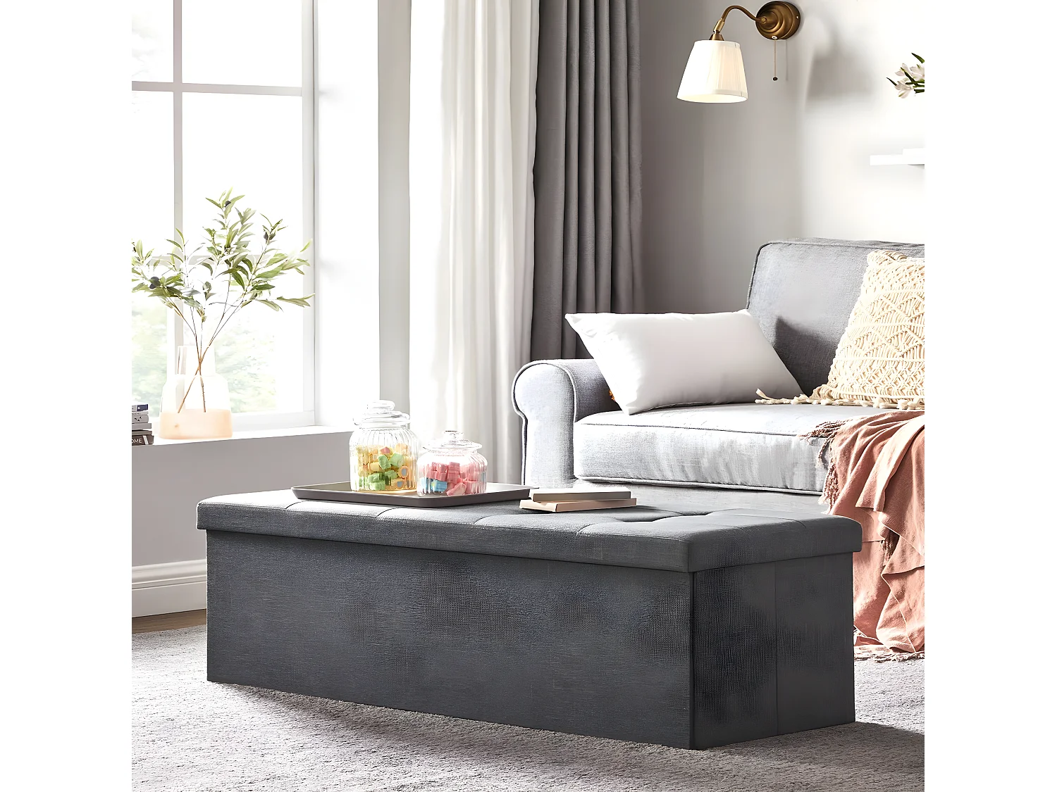 Coffre de rangement capitonné - L110 cm