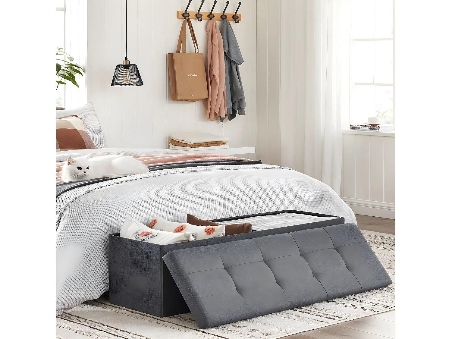 Coffre de rangement capitonné - L110 cm