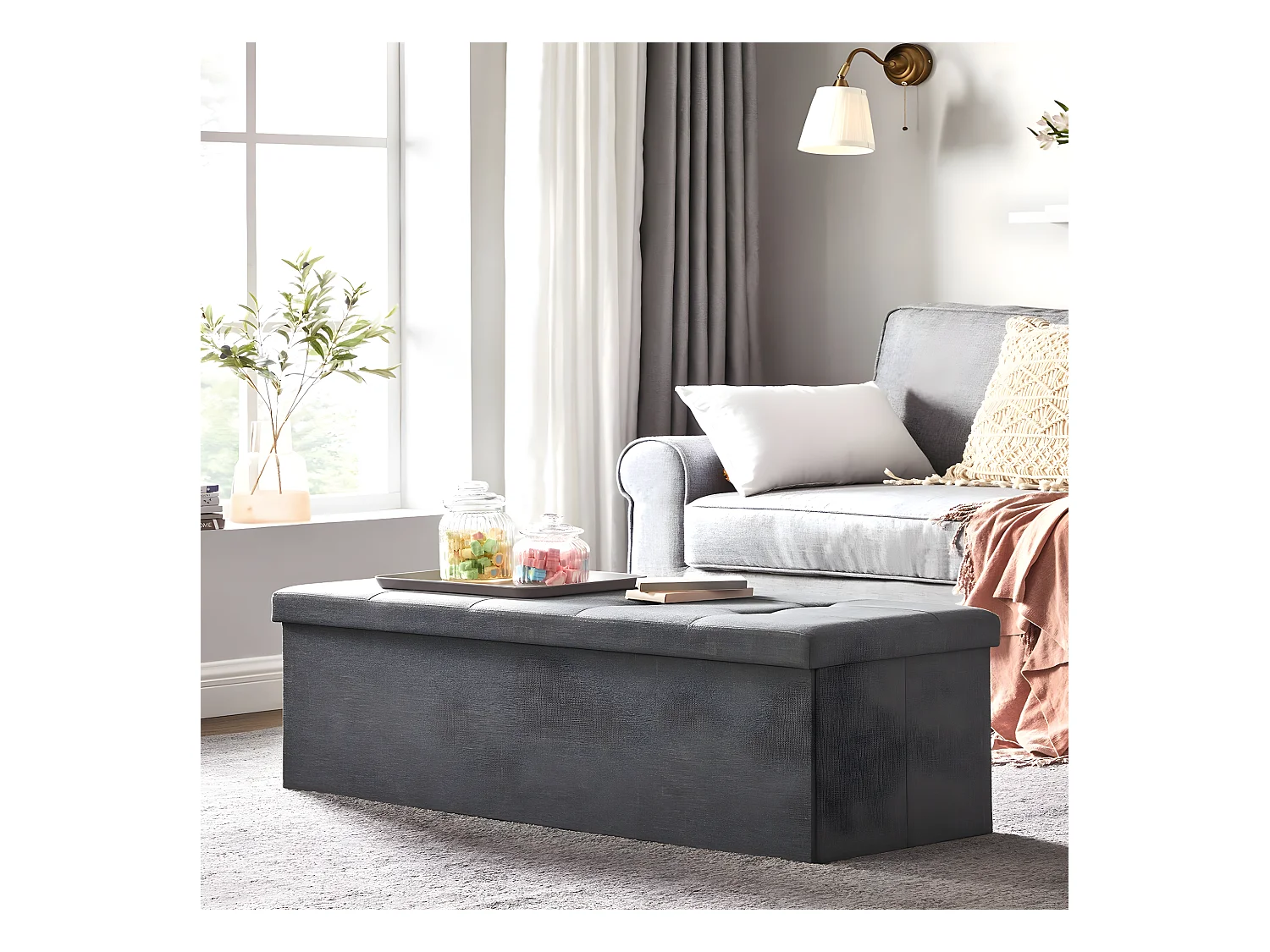 Coffre de rangement capitonné - L110 cm