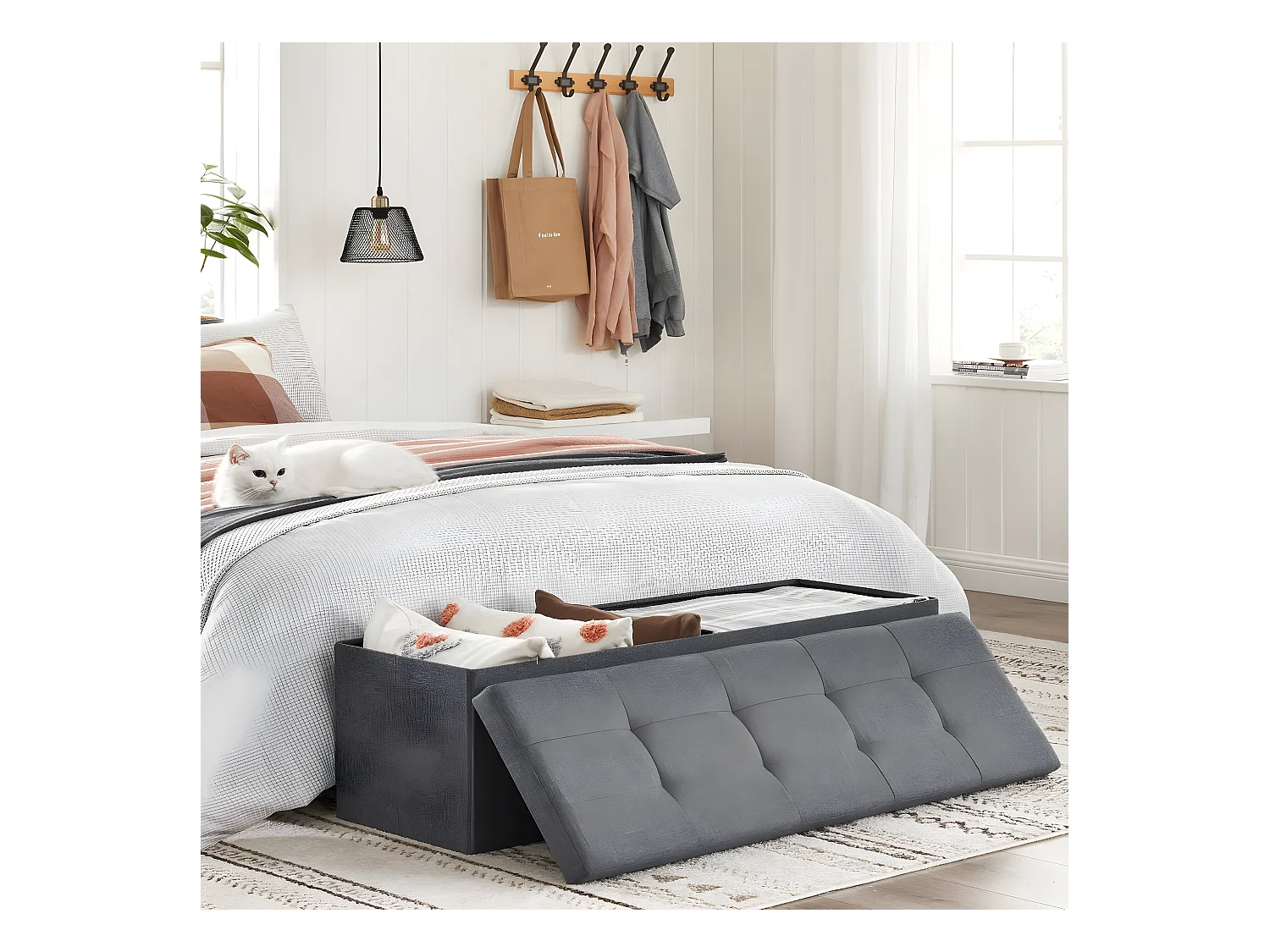Coffre de rangement capitonné - L110 cm