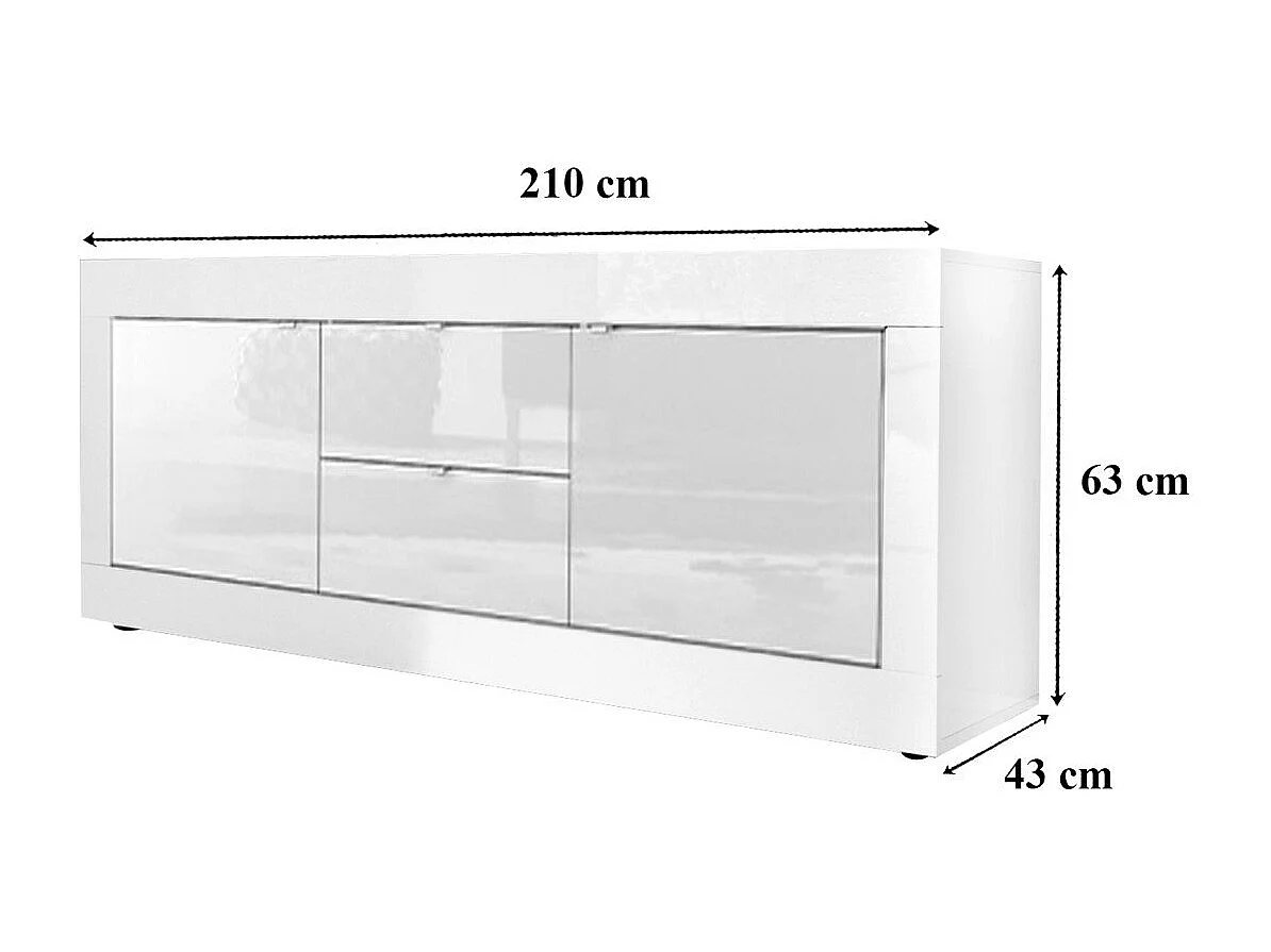 Buffet bas 2 portes et 2 tiroirs Itinial - L210 cm