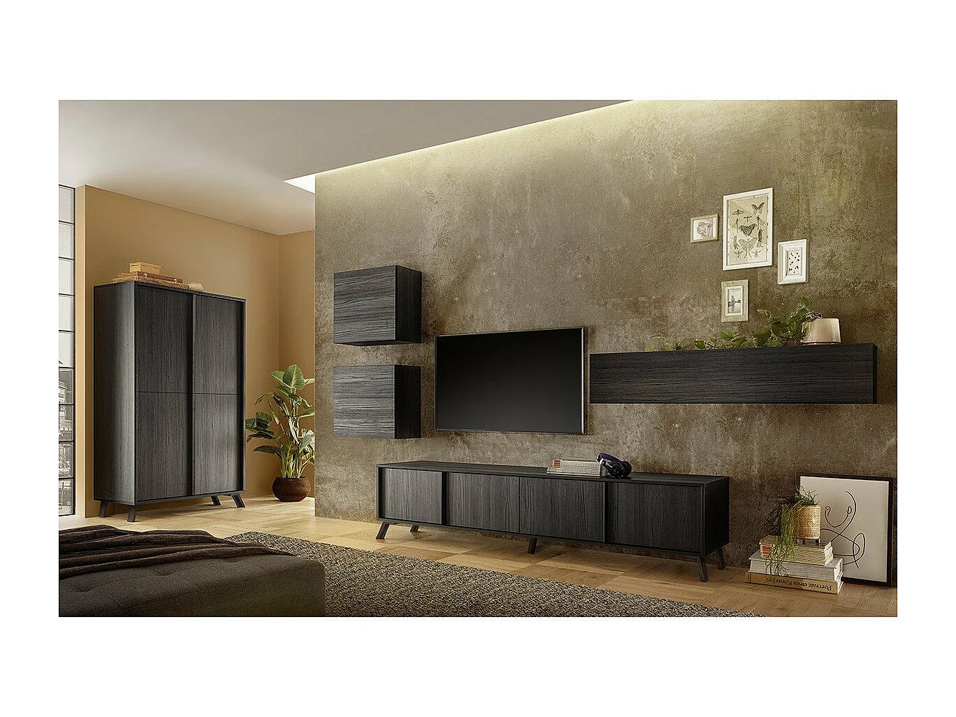 Wohnzimmergarnitur mit 1 Highboard, 1 TV-Möbel, 1 Sideboard - City