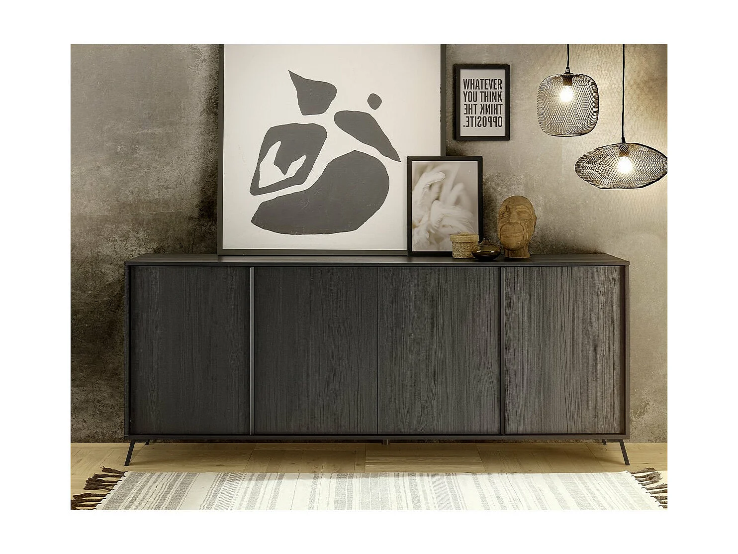 Ensemble de salon avec 1 Buffet Haut, 1 Meuble TV, 1 Buffet Bas - City