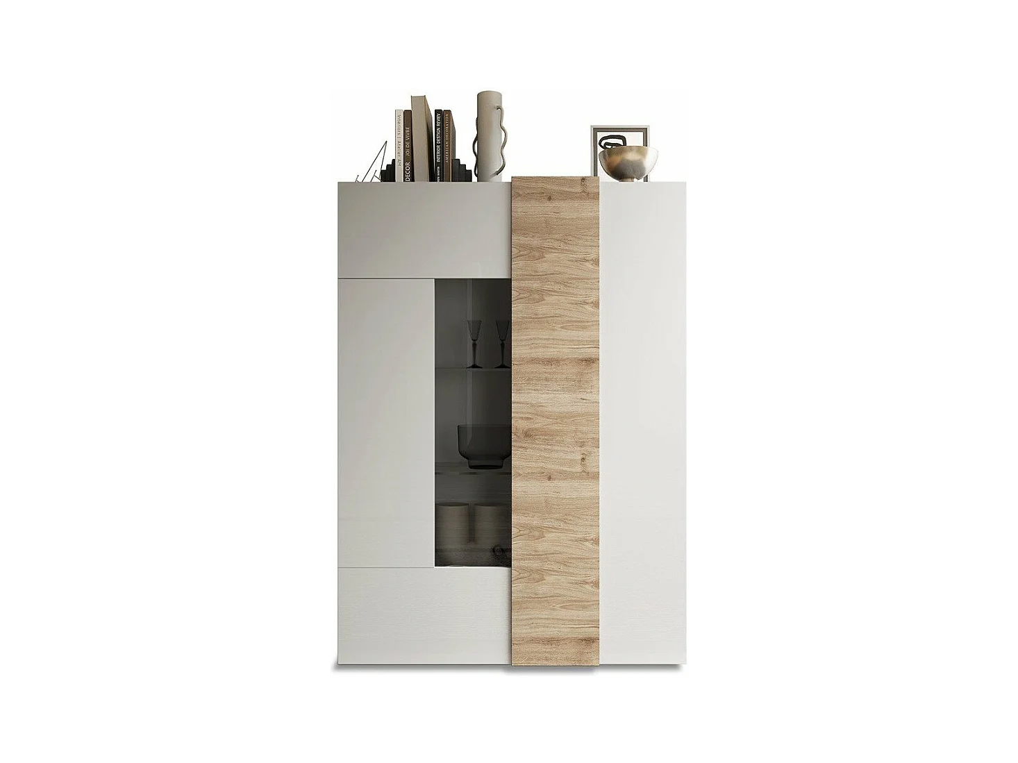 Vitrine 2-türig aus Glas ohne Beleuchtung Pluton - L121 cm