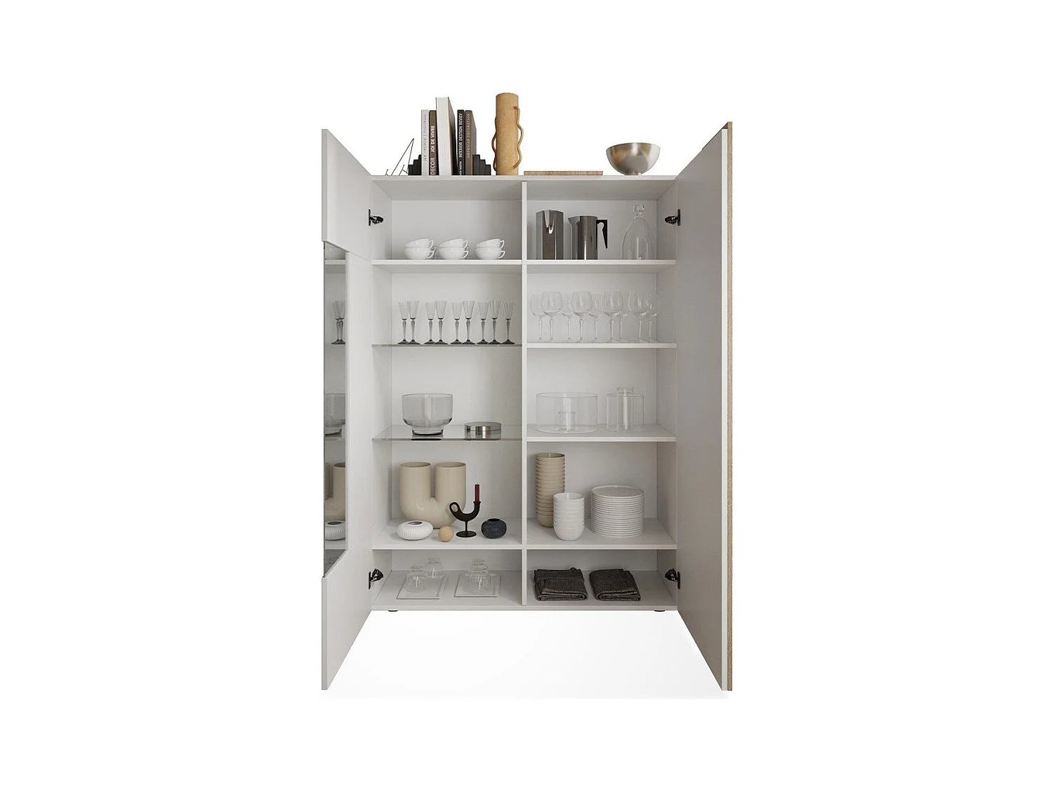 Vitrine 2-türig aus Glas ohne Beleuchtung Pluton - L121 cm