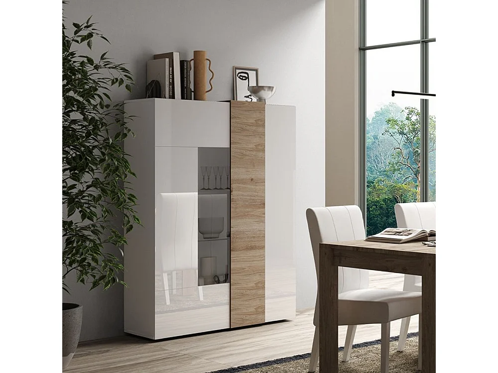 Vitrine 2 portes en verre sans éclairage Pluton - L121 cm