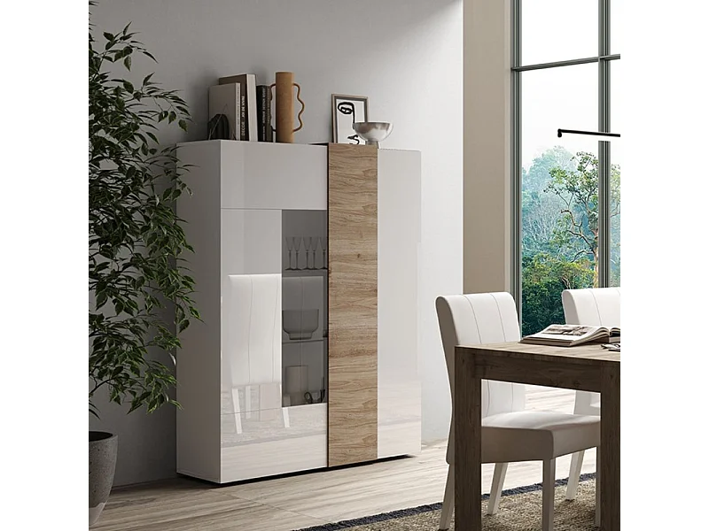 Vitrine 2 portes en verre sans éclairage Pluton - L121 cm