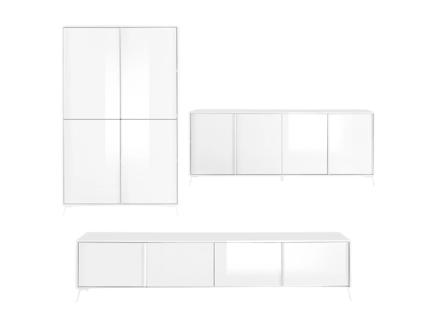 Insieme di salotto con 1 credenza alta, 1 mobile TV, 1 credenza bassa - City