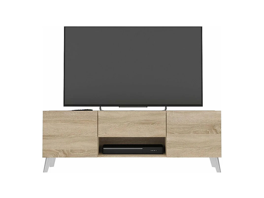 Meuble TV 2 portes 1 tiroir Brighton 2 - L140 cm x 46,5 cm