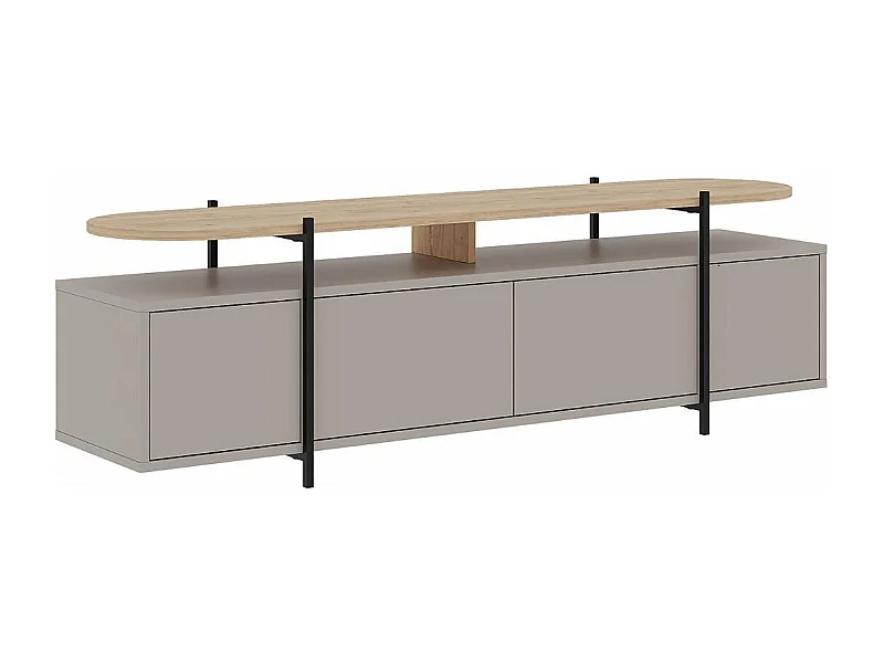 Meuble TV 4 portes et pieds en métal L160 cm - Hinoa