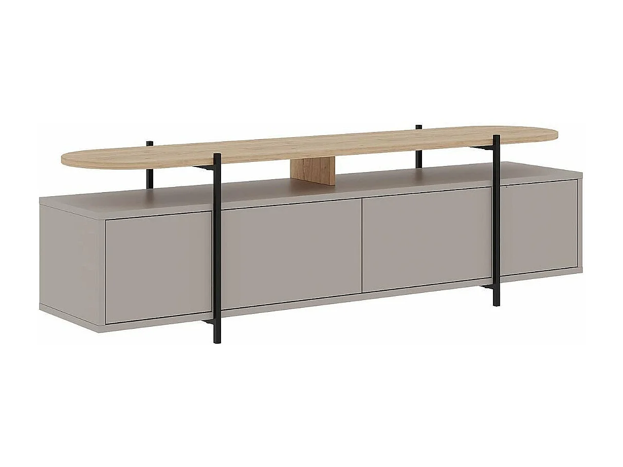 Meuble TV 4 portes et pieds en métal L160 cm - Hinoa