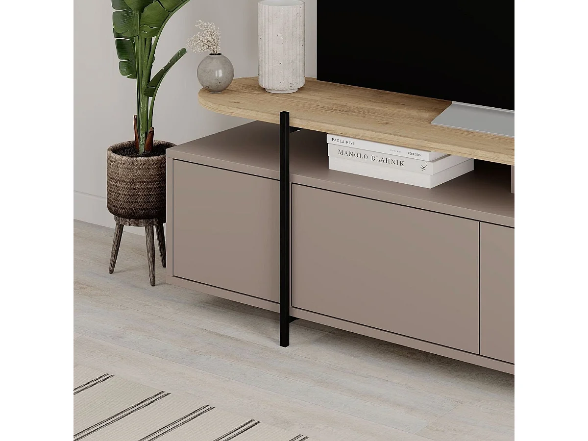 Meuble TV 4 portes et pieds en métal L160 cm - Hinoa