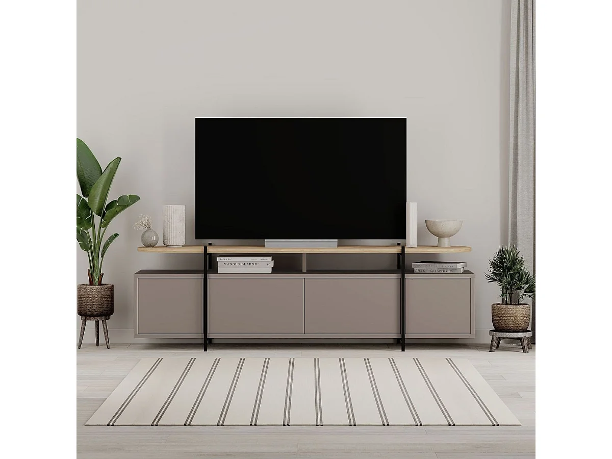 Mobile TV 4 ante e piedi in metallo L160 cm - Hinoa