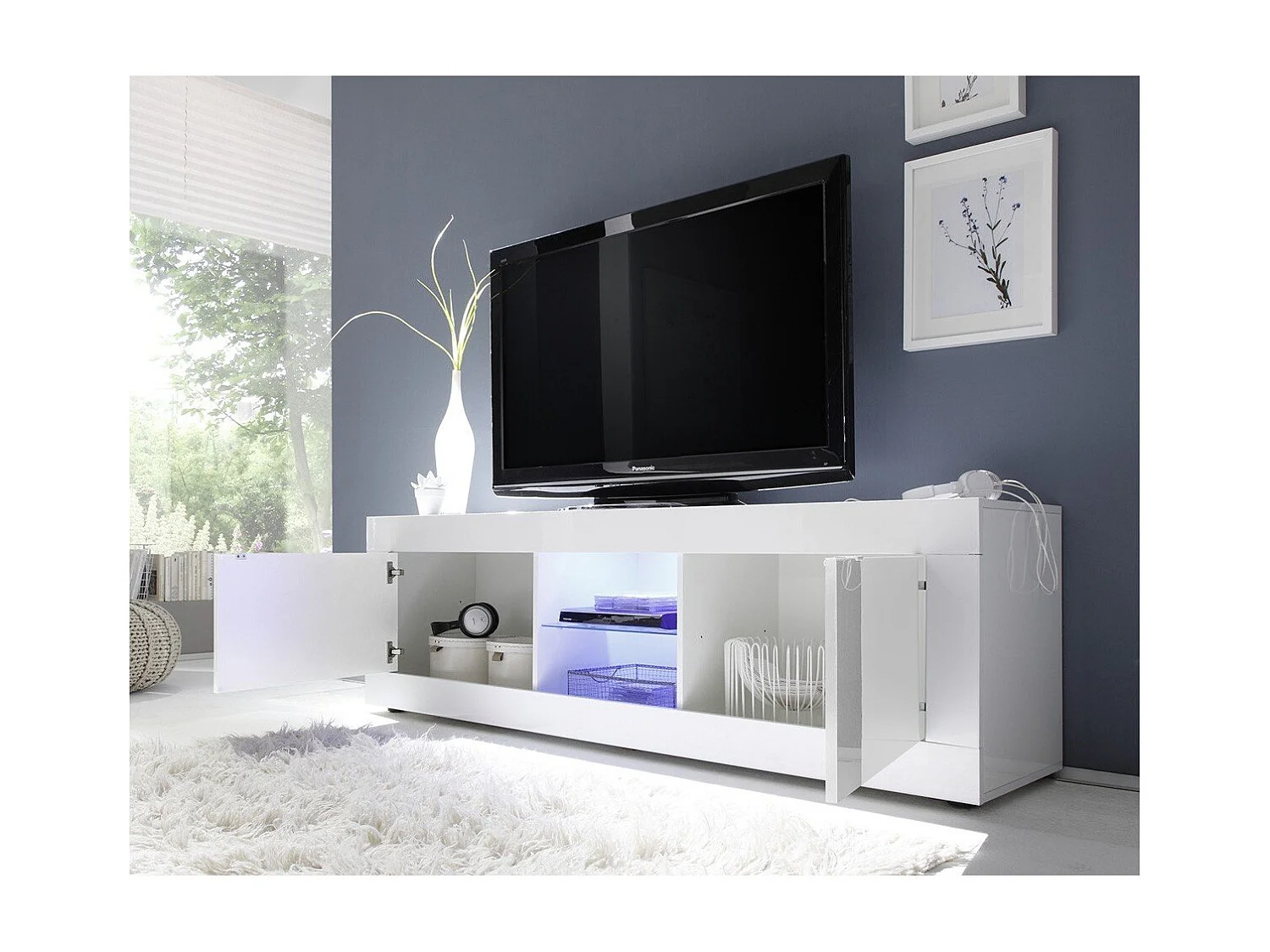 Meuble TV 2 Portes sans Éclairage L180 cm - INITIAL