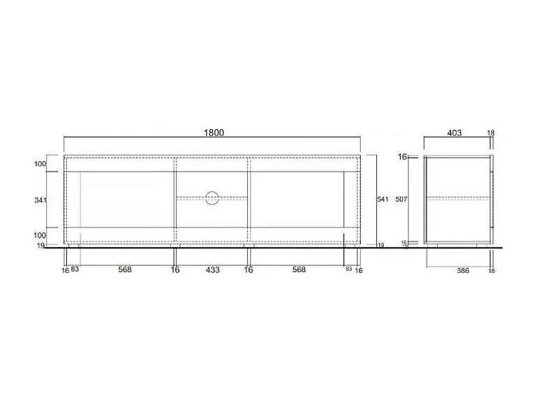 Meuble TV 2 Portes sans Éclairage L180 cm - INITIAL