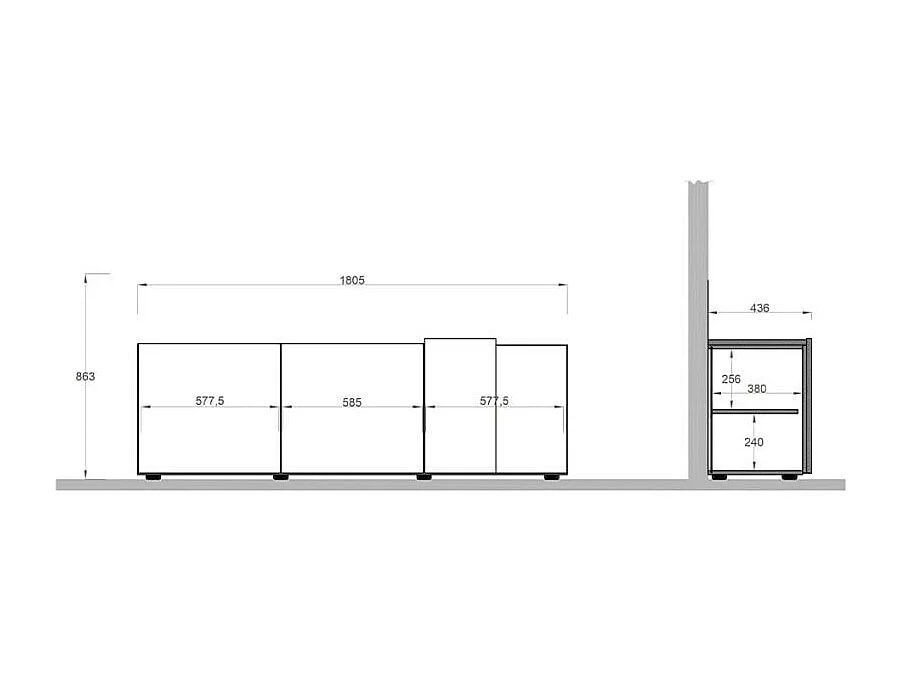 Mobile TV 3 ante battenti Pluton - L181 cm