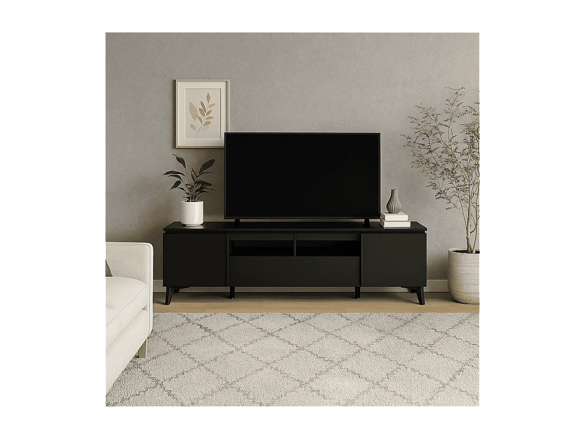 Meuble TV 2 Portes 1 Tiroir L177 cm - BERTRIX