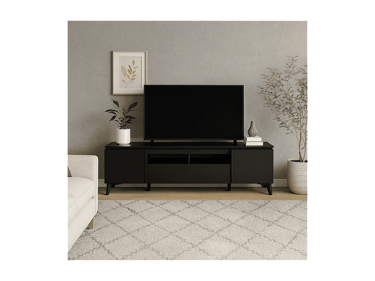 Meuble TV 2 Portes 1 Tiroir L177 cm BERTRIX