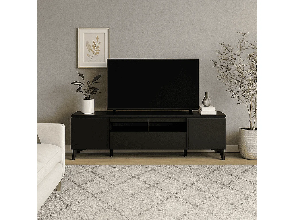 Meuble TV 2 Portes 1 Tiroir L177 cm BERTRIX