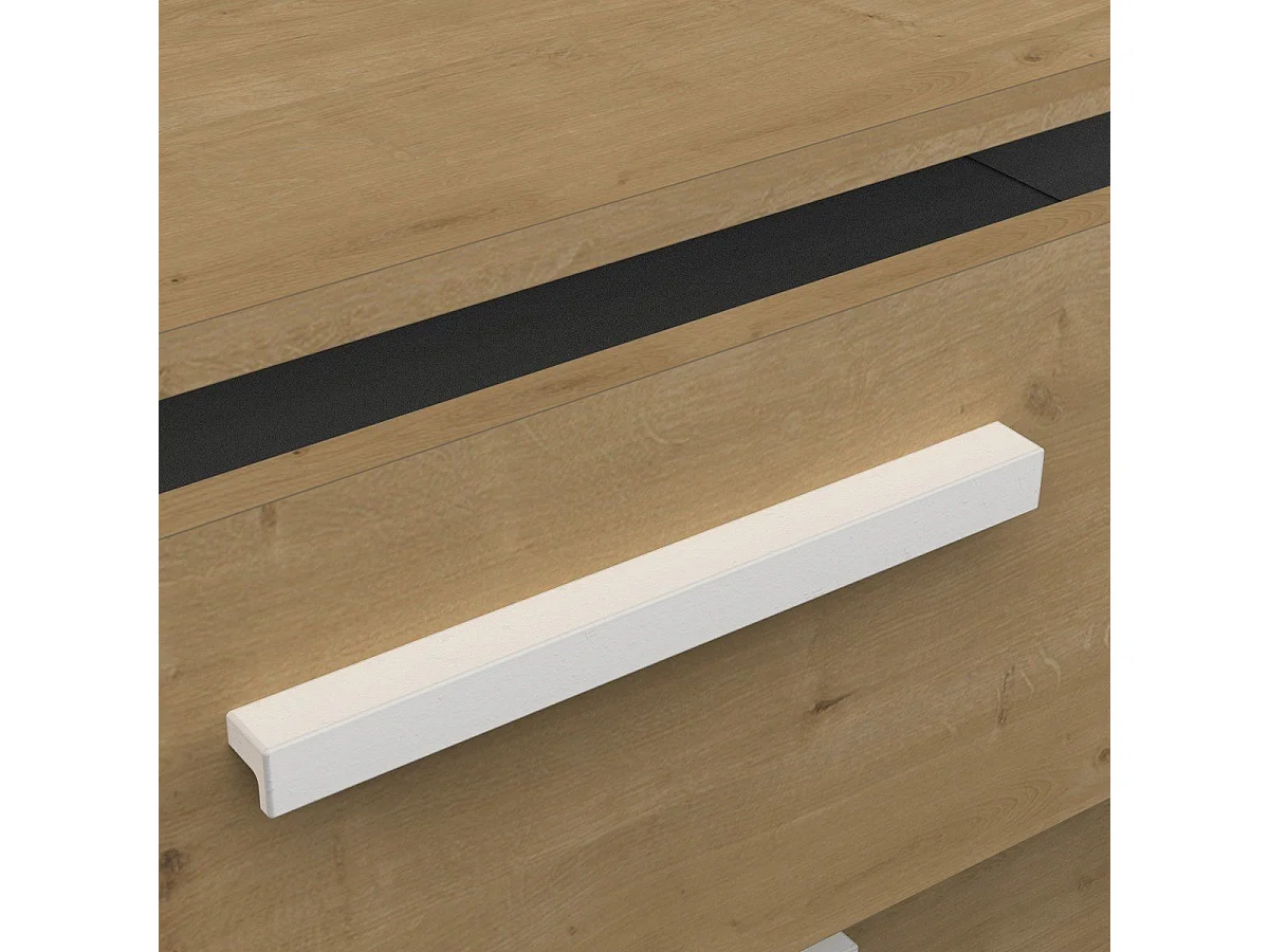 Ladenkast 3 laden eiken en mat zwart Craft - L90,7 cm