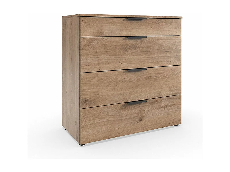 Commode 4 tiroirs avec poignées en métal - L81 cm