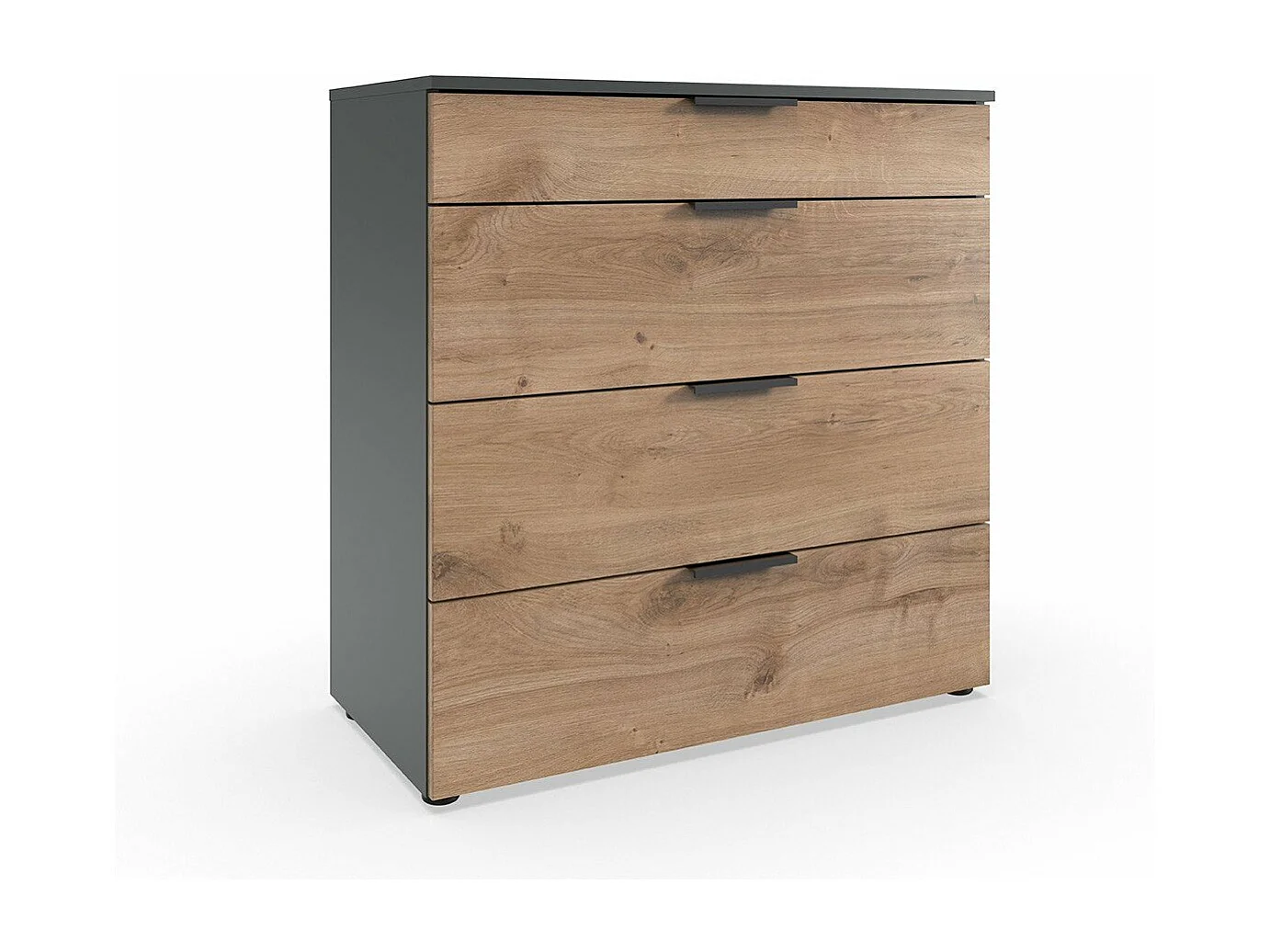 Commode 4 tiroirs avec poignées en métal - L81 cm