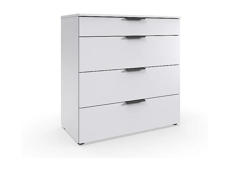 Commode 4 tiroirs avec poignées en métal - L81 cm