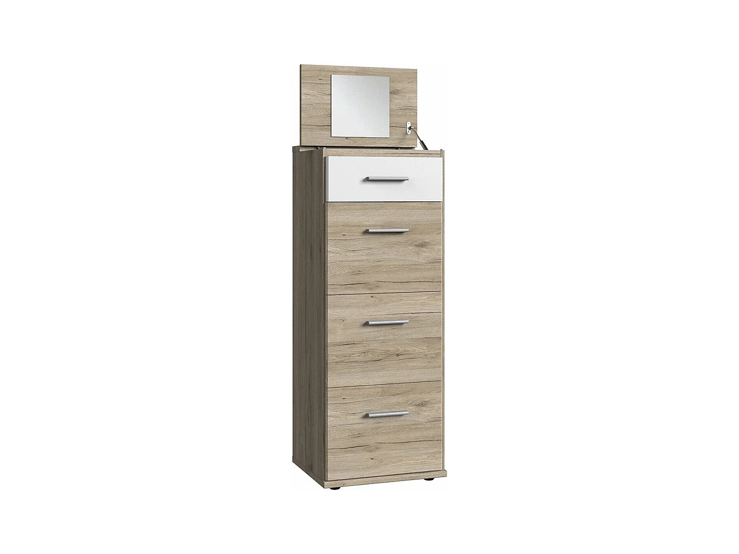 Chiffonnier coiffeuse 4 tiroirs et miroir - L46 cm