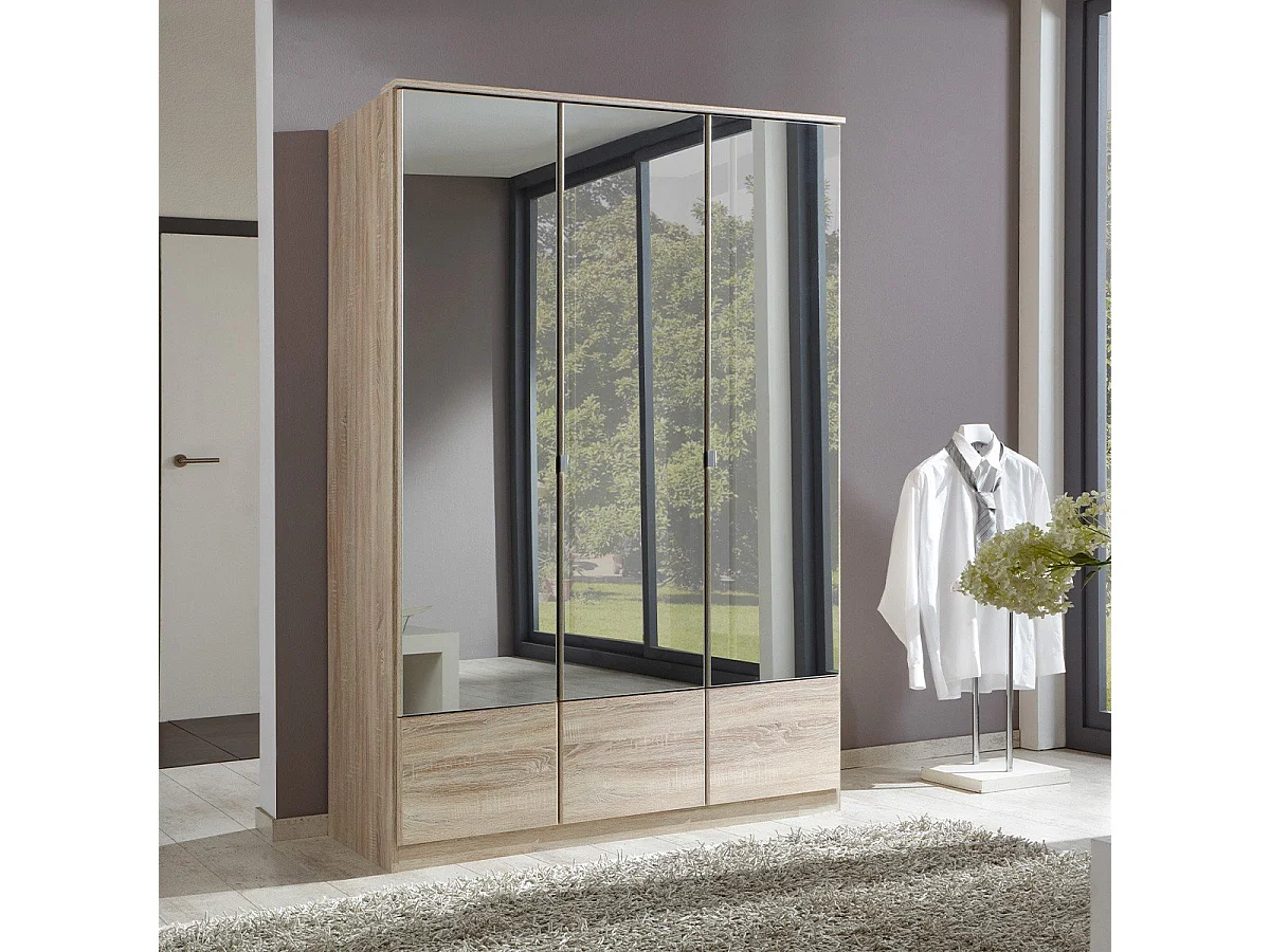 Armoire 3 portes miroir - L135 cm